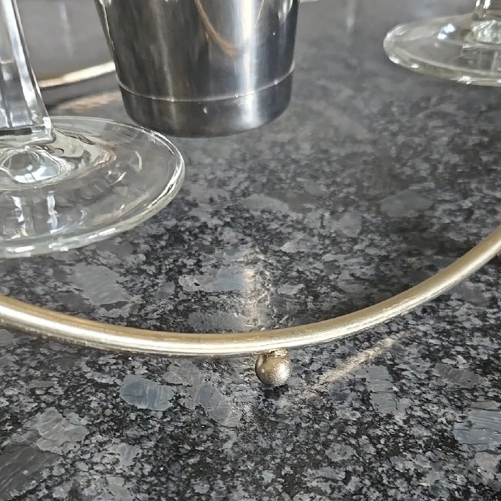 Vintage Brass Cocktail Carrier with Glasses and Shaker